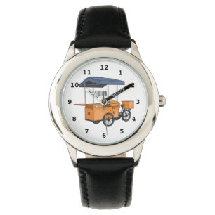 Reloj De Pulsera Ilustracion de carrito de comida para bicicletas p