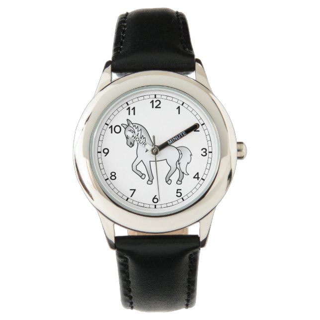 Reloj De Pulsera Ilustración de dibujos animados de caballo trotón  (Anverso)
