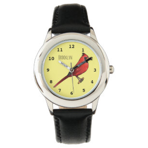 Reloj De Pulsera Ilustración de dibujos animados de cardenal norteñ