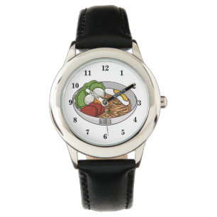 Reloj De Pulsera Ilustración de dibujos animados de fideos