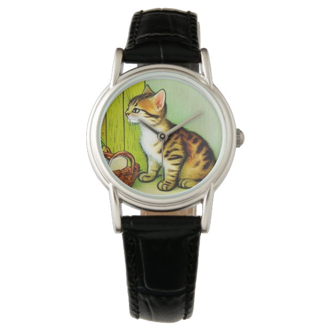 Reloj De Pulsera Ilustracion de gato de tabby de época (Anverso)