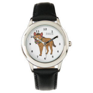 Reloj De Pulsera Ilustracion de hiena y flores personalizado