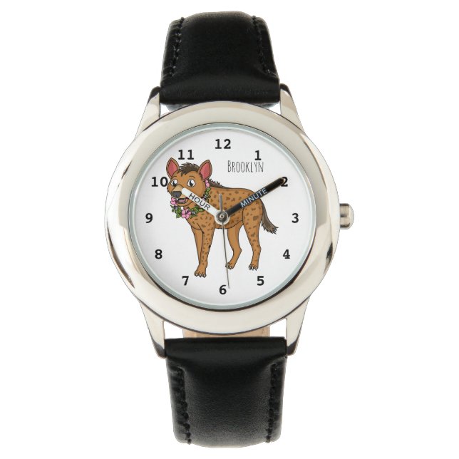 Reloj De Pulsera Ilustracion de hiena y flores personalizado (Anverso)