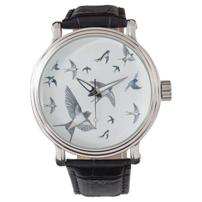 Reloj De Pulsera Ilustracion De Las Aves Tragadas Voladoras (Anverso)