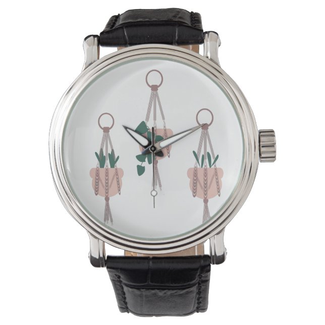 Reloj De Pulsera Ilustracion de macrame planta de colgante (Anverso)
