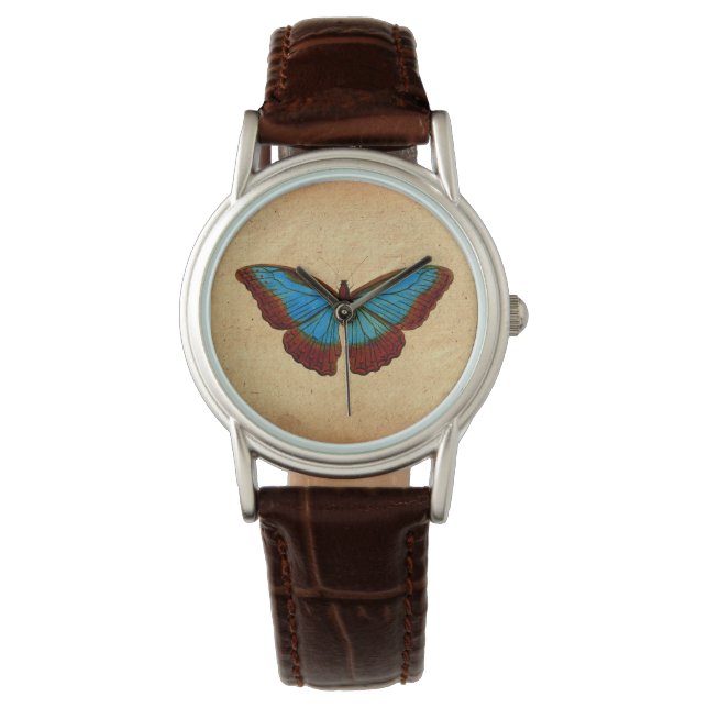Reloj De Pulsera Ilustracion de mariposa de época (Anverso)
