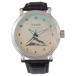 Reloj De Pulsera Ilustracion de montaña en negro personalizado