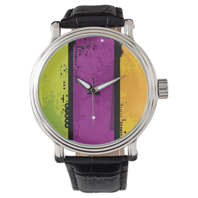 Reloj De Pulsera Ilustracion de pancartas Grunge (Anverso)