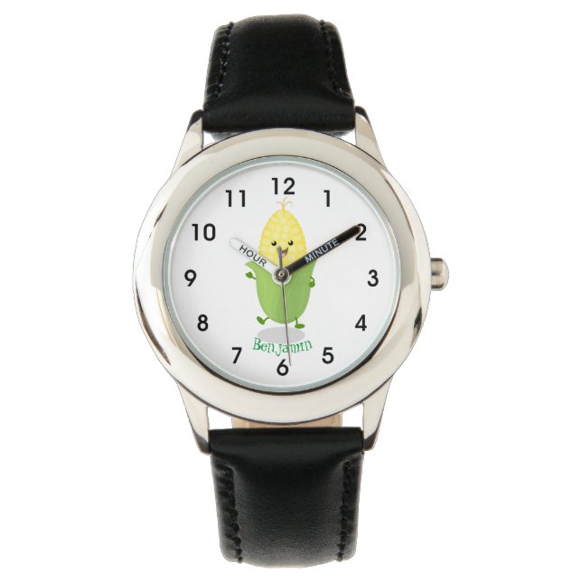 Reloj De Pulsera Ilustracion de personalizado de maíz feliz (Anverso)