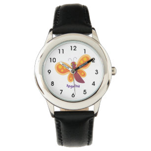 Reloj De Pulsera Ilustracion de personalizado de mariposa naranja f