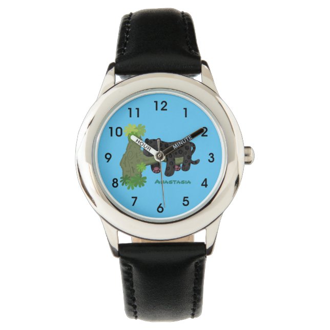 Reloj De Pulsera Ilustracion de personalizado de pantera negra de j (Anverso)