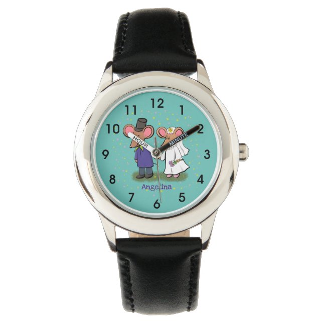 Reloj De Pulsera Ilustracion de personalizado de pareja de ratones (Anverso)