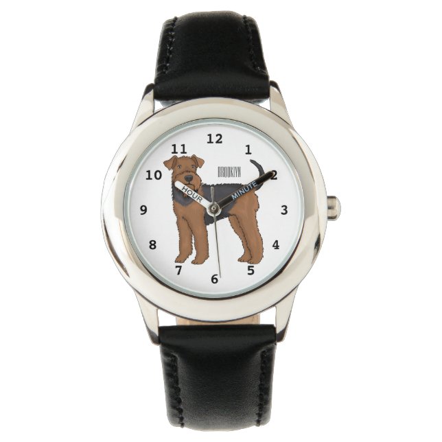 Reloj De Pulsera Ilustracion de personalizado de perro Airedale ter (Anverso)