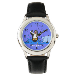 Reloj De Pulsera Ilustracion de personalizado de pingüino puenteado