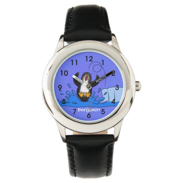 Reloj De Pulsera Ilustracion de personalizado de pingüino puenteado (Anverso)