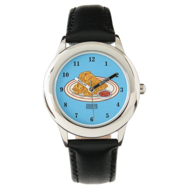 Reloj De Pulsera Ilustracion de pollo frito personalizado (Anverso)