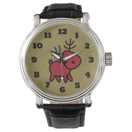 Reloj De Pulsera Ilustracion de renos de Navidades rojos
