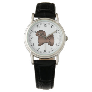 Reloj De Pulsera Ilustración de Shih Tzu marrón hígado de dibujos a