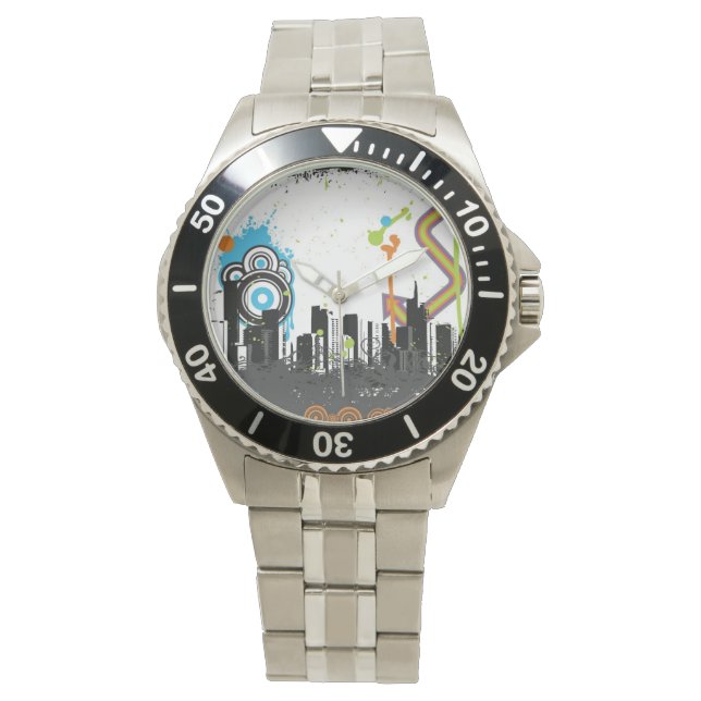 Reloj De Pulsera Ilustracion de un paisaje urbano agrio (Anverso)