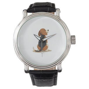 Reloj De Pulsera Ilustración de vista trasera de perro Beagle vinta