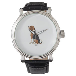 Reloj De Pulsera Ilustración de vista trasera de perro Beagle vinta