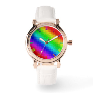 Reloj De Pulsera Ilustración del mezaic arcoiris caliente,