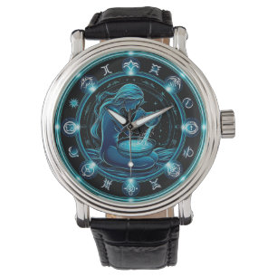 Reloj De Pulsera Ilustración digital hermosa del signo de Acuario