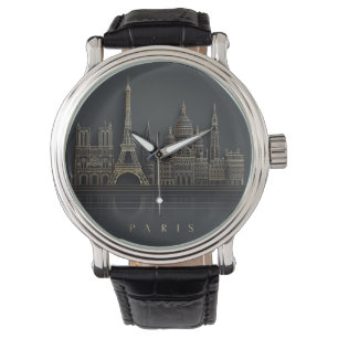 Reloj De Pulsera Ilustración elegante de la silueta de la ciudad de