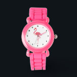 Reloj De Pulsera Ilustracion Flamingo Rosa<br><div class="desc">Sencillo ilustracion de color flamingo rosa lindo. Números negros.</div>