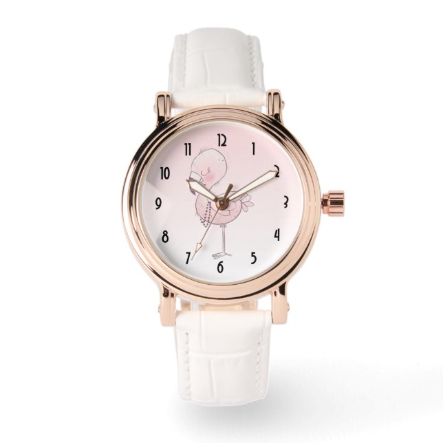 Reloj De Pulsera Ilustracion Flamingo Rosa (Anverso)