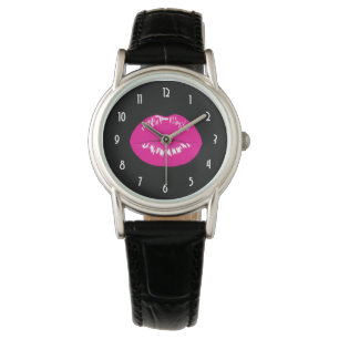 Reloj De Pulsera Ilustracion glamoroso de los labios rosados calien