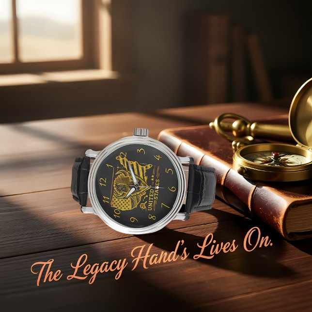 Reloj De Pulsera Ilustracion Golden Bison con mapa y bandera de Est (Subido por el creador)