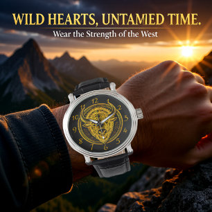 Reloj De Pulsera Ilustracion intrincado de la cabeza de búfalo de B