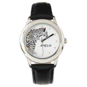 Reloj De Pulsera Ilustracion Jaguar blanco y negro