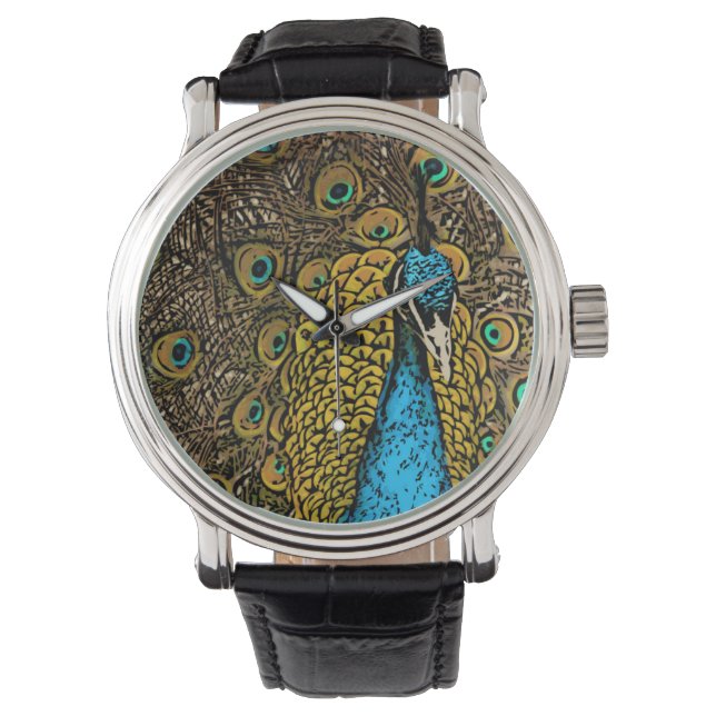 Reloj De Pulsera Ilustracion Peacock Splendor (Anverso)