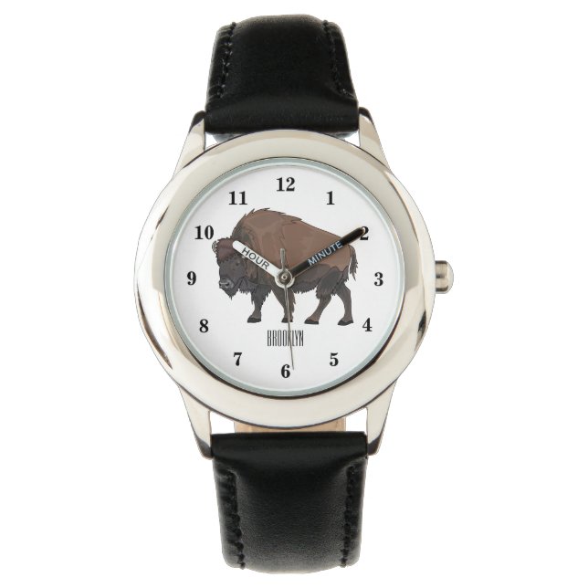 Reloj De Pulsera Ilustracion personalizado Bison (Anverso)
