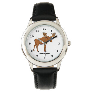 Reloj De Pulsera Ilustracion personalizado de alce gracioso