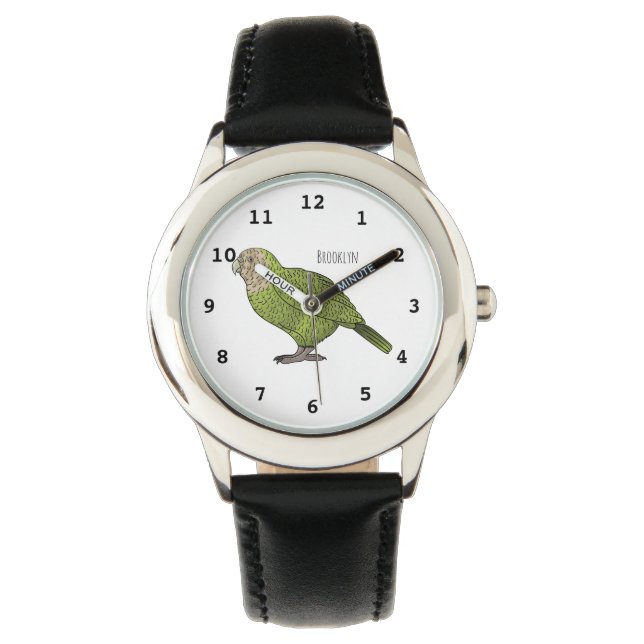 Reloj De Pulsera Ilustracion personalizado de aves Kakapo (Anverso)