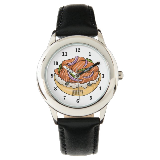 Reloj De Pulsera Ilustracion personalizado de bagel de Salmon (Anverso)