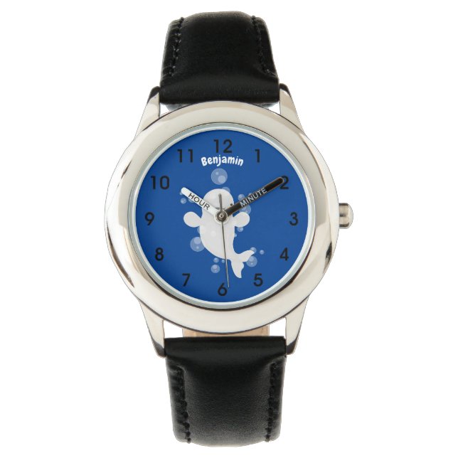 Reloj De Pulsera Ilustracion personalizado de ballenas de la beluga (Anverso)