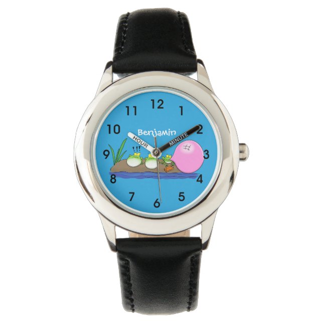 Reloj De Pulsera Ilustracion personalizado de bblegum de ranas grac (Anverso)
