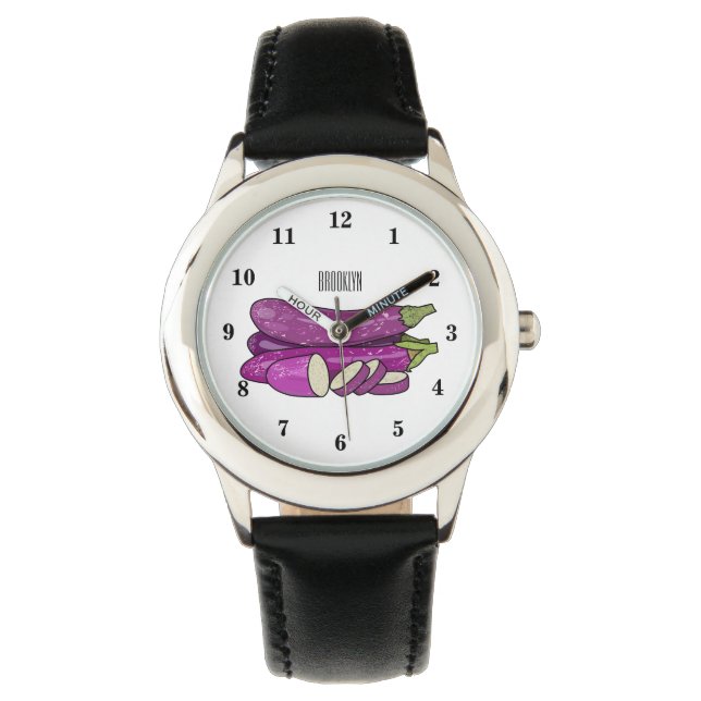 Reloj De Pulsera Ilustracion personalizado de berenjenas (Anverso)