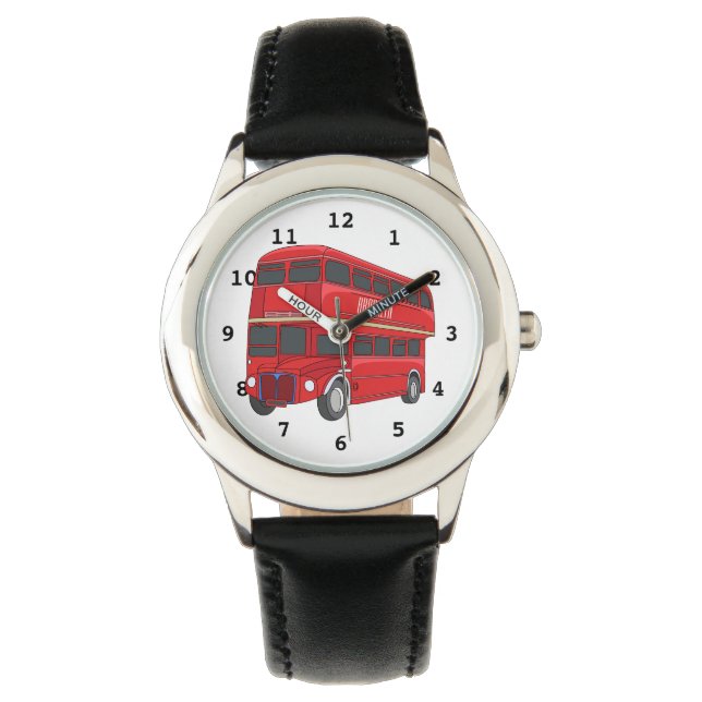 Reloj De Pulsera Ilustracion personalizado de bus de dos pisos (Anverso)