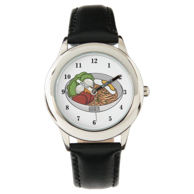 Reloj De Pulsera Ilustracion personalizado de fideos (Anverso)