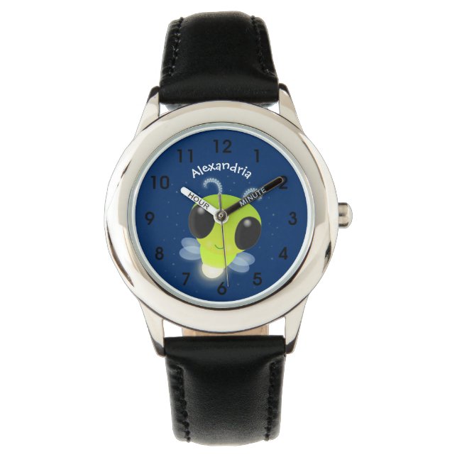 Reloj De Pulsera Ilustracion personalizado de luciérnaga con brillo (Anverso)