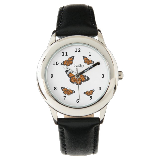 Reloj De Pulsera Ilustracion personalizado de mariposa monarca (Anverso)