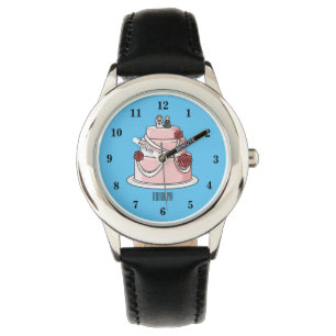 Reloj De Pulsera ilustracion personalizado de pastel boda