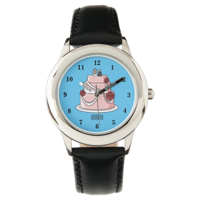 Reloj De Pulsera ilustracion personalizado de pastel boda (Anverso)