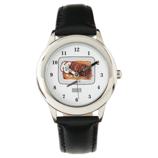 Reloj De Pulsera Ilustracion personalizado de pavo asado (Anverso)