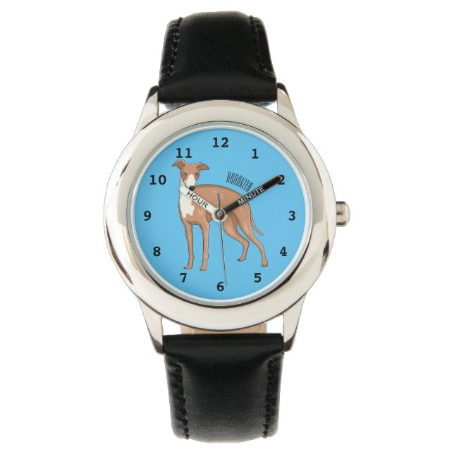 Reloj De Pulsera Ilustracion personalizado de perro de Greyhound (Anverso)